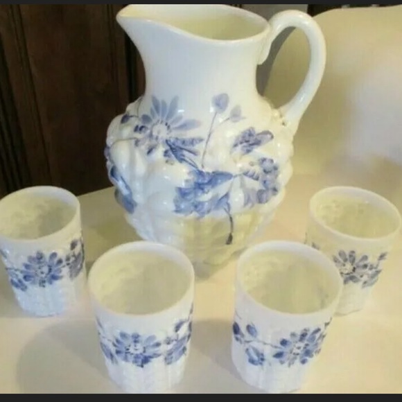 Other - SOLD EAPG Milk Glass Pitcher 5 Tumblers #B45